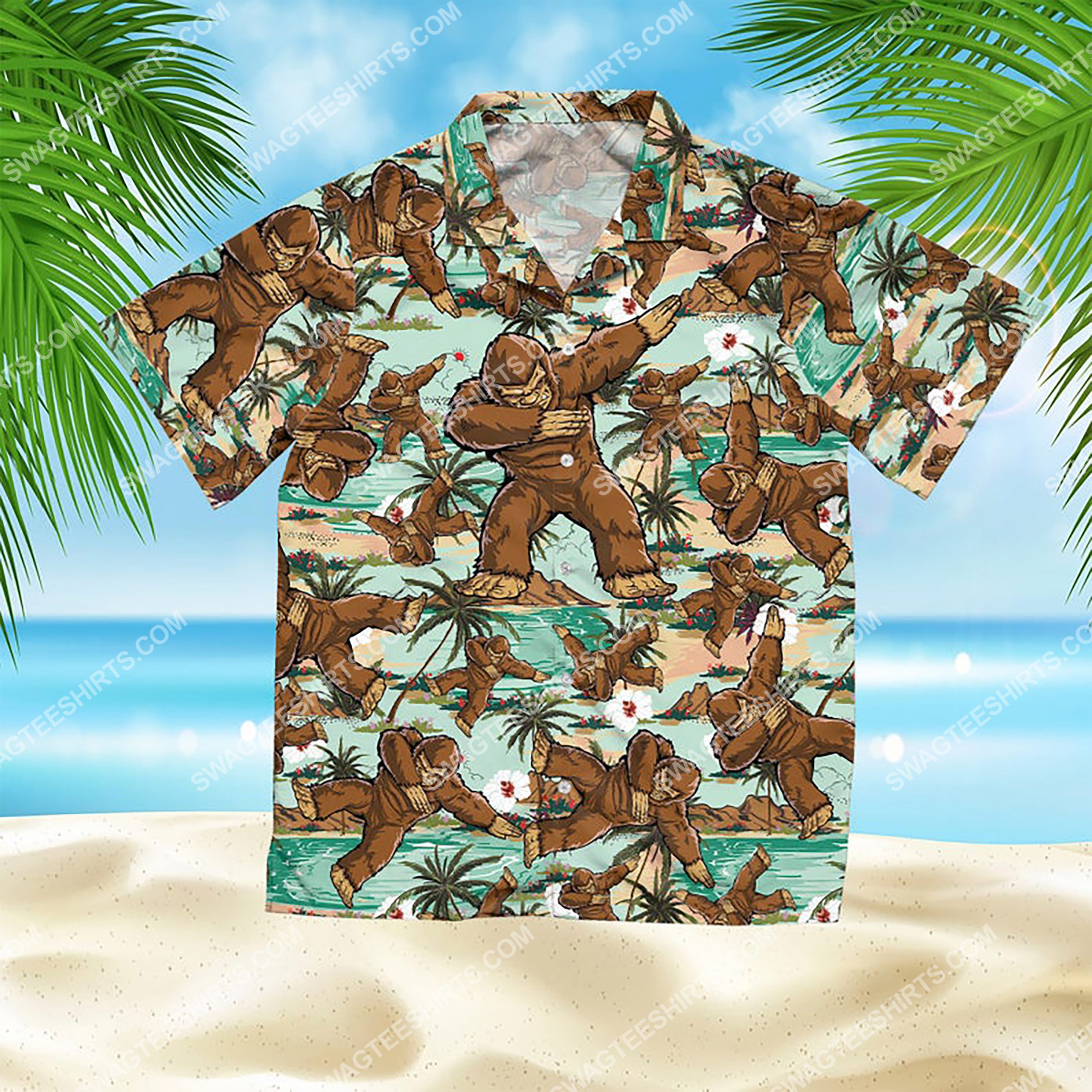 The Bigfoot Dabbing All Over Print Hawaiian Shirt The Bigfoot Dabbing All Over Print Hawaiian Shirt