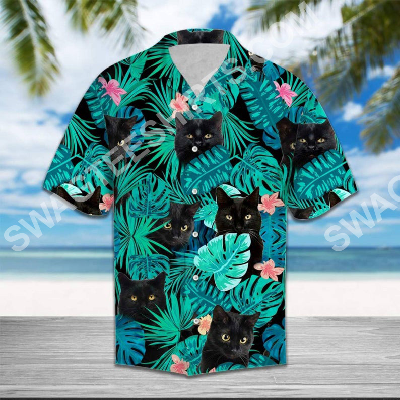 The Black Cat All Over Printed Hawaiian Shirt The Black Cat All Over Printed Hawaiian Shirt