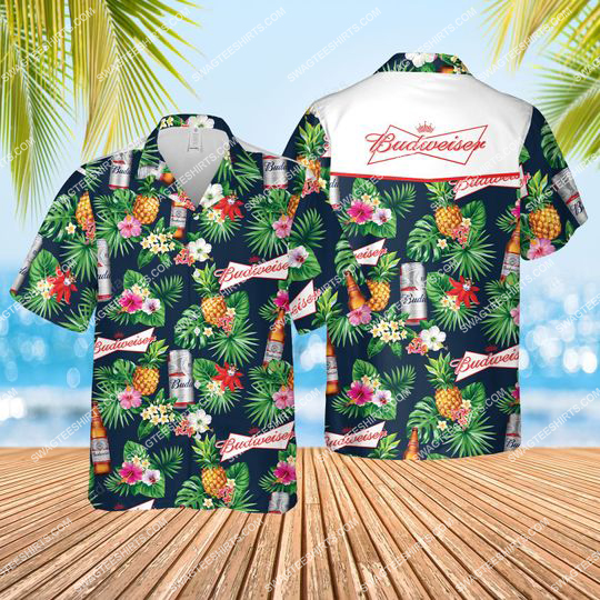 The Budweiser Beer Tropical All Over Print Hawaiian Shirt The Budweiser Beer Tropical All Over Print Hawaiian Shirt