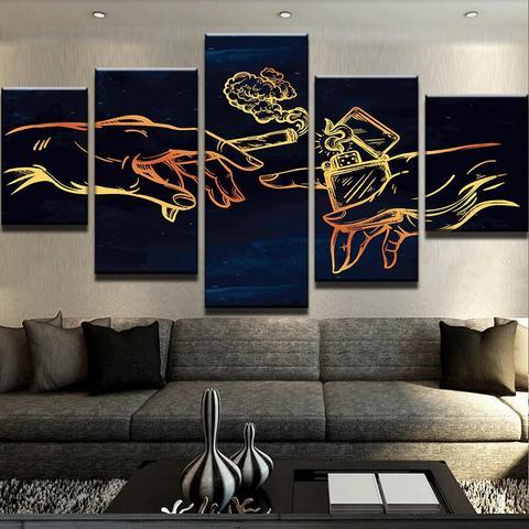 The Creation Of Cannabis 1 - Abstract 5 Panel Canvas Art Wall Decor The Creation Of Cannabis 1 - Abstract 5 Panel Canvas Art Wall Decor
