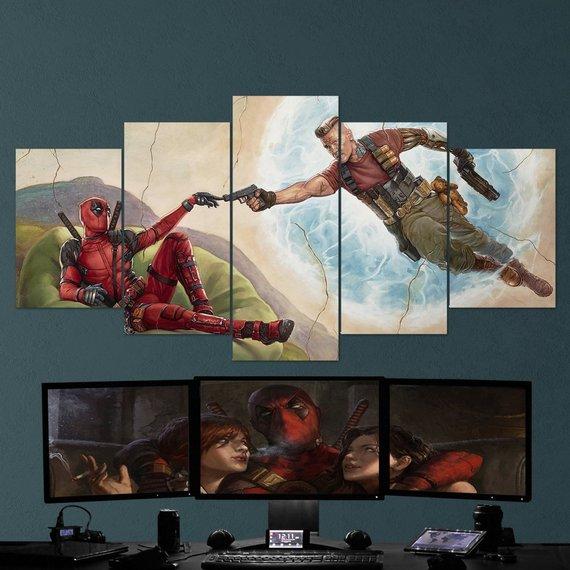 The Creation Of Deadpool By Michelangelo - Dc 5 Panel Canvas Art Wall Decor The Creation Of Deadpool By Michelangelo - Dc 5 Panel Canvas Art Wall Decor