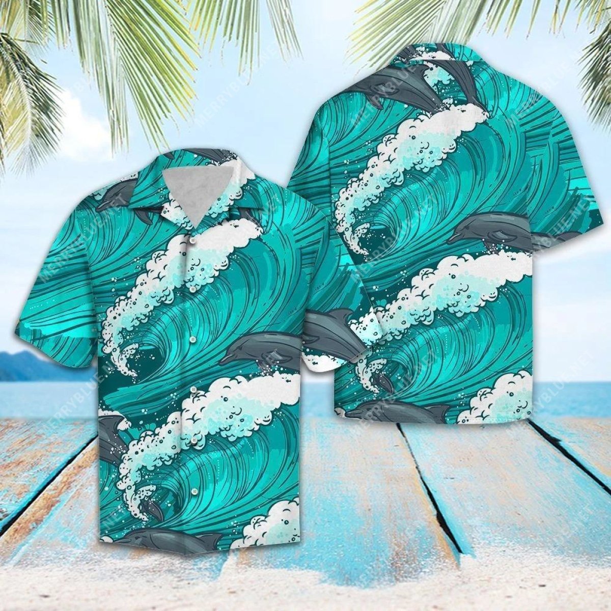 The Dolphin Waves All Over Printed Hawaiian Shirt The Dolphin Waves All Over Printed Hawaiian Shirt
