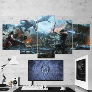 The Elder Scrolls Legends Heroes Of Skyrim Viking Dragon 03 - Gaming 5 Panel Canvas Art Wall Decor