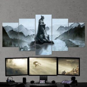 The Elder Scrolls Skyrim Dragon Viking 02 - Gaming 5 Panel Canvas Art Wall Decor