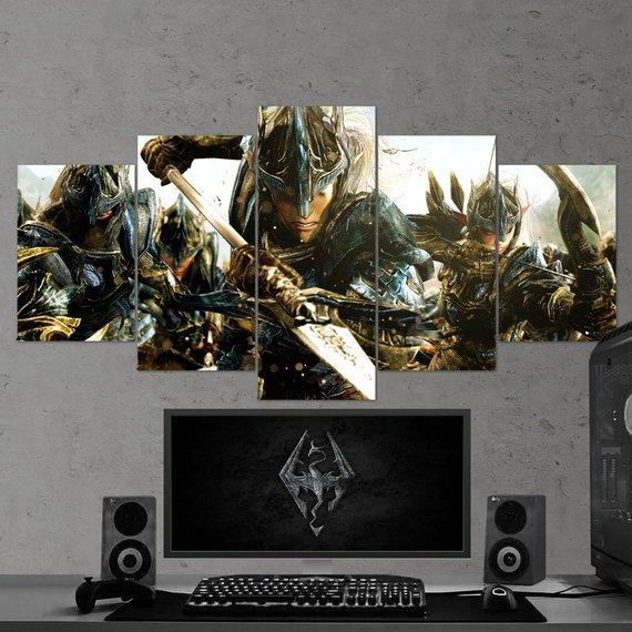 The Elder Scrolls Skyrim Viking 01 - Gaming 5 Panel Canvas Art Wall Decor The Elder Scrolls Skyrim Viking 01 - Gaming 5 Panel Canvas Art Wall Decor