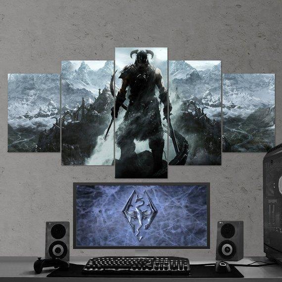 The Elder Scrolls Skyrim Viking 04 - Gaming 5 Panel Canvas Art Wall Decor The Elder Scrolls Skyrim Viking 04 - Gaming 5 Panel Canvas Art Wall Decor
