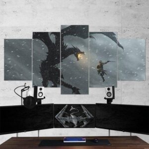 The Elder Scrolls Skyrim Viking - Gaming 5 Panel Canvas Art Wall Decor