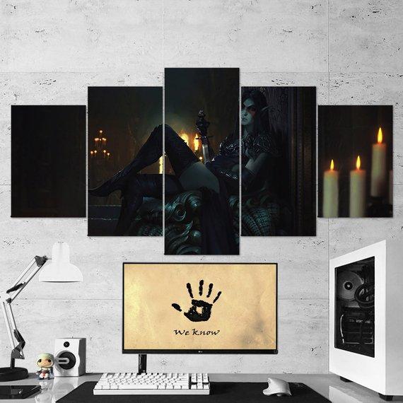 The Elders Scrolls Skyrim Dragon Viking - Gaming 5 Panel Canvas Art Wall Decor The Elders Scrolls Skyrim Dragon Viking - Gaming 5 Panel Canvas Art Wall Decor