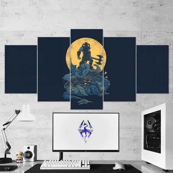 The Elders Scrolls V Skyrim Minimalism Viking 02 - Gaming 5 Panel Canvas Art Wall Decor The Elders Scrolls V Skyrim Minimalism Viking 02 - Gaming 5 Panel Canvas Art Wall Decor