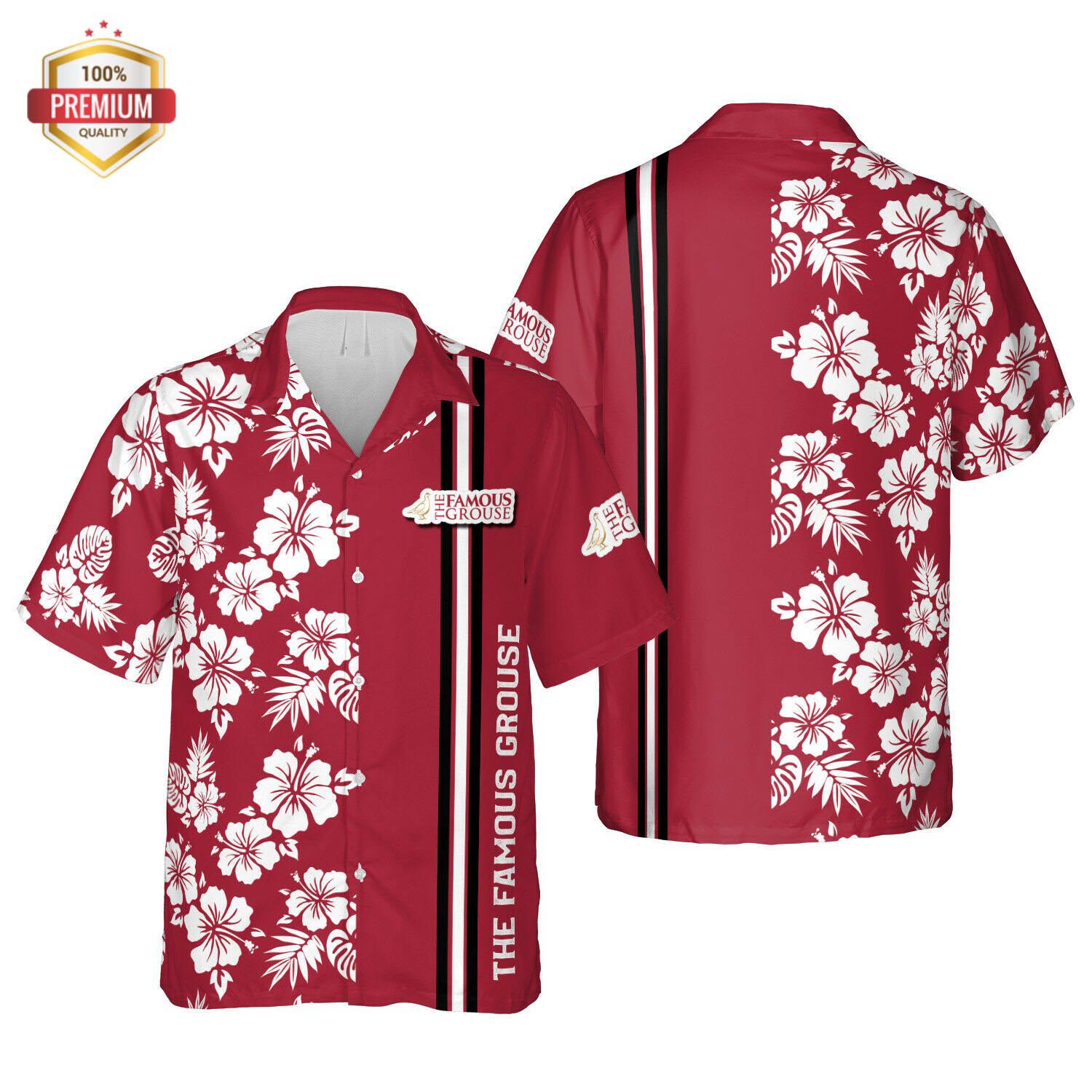 The Famous Grouse Scotch Whisky Floral Beach Hawaiian Shirt The Famous Grouse Scotch Whisky Floral Beach Hawaiian Shirt
