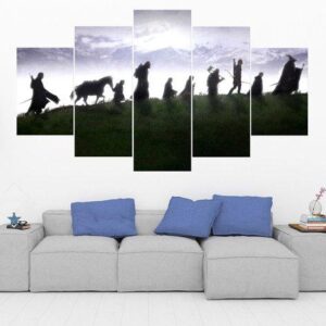 The Fellowship Lord Of The Rings 3 - Movie 5 Panel Canvas Art Wall Decor
