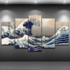 The Great Wave Off Kanagawa - Abstract 5 Panel Canvas Art Wall Decor