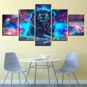 The Lion King - Abstract Animal 5 Panel Canvas Art Wall Decor