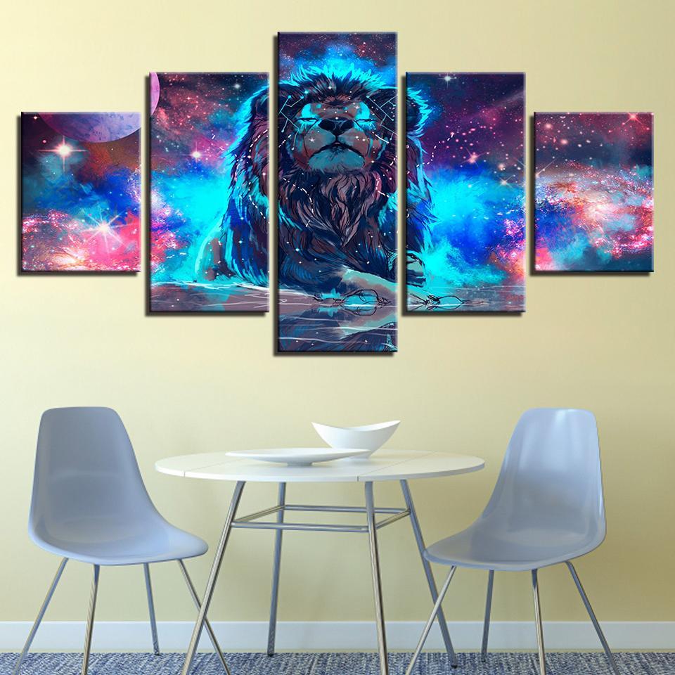The Lion King - Abstract Animal 5 Panel Canvas Art Wall Decor The Lion King - Abstract Animal 5 Panel Canvas Art Wall Decor