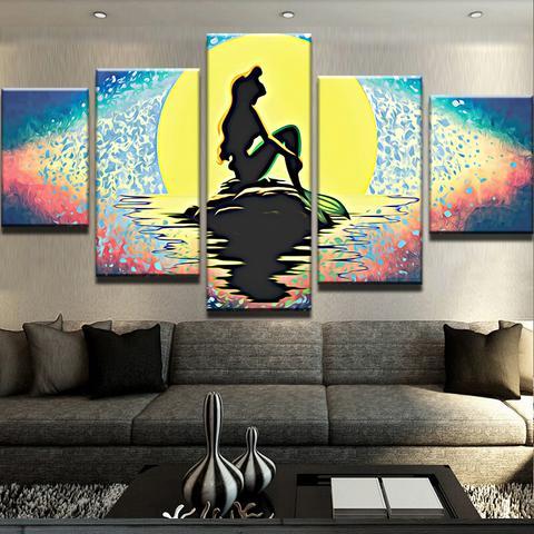 The Little Mermaid - Cartoon 5 Panel Canvas Art Wall Decor The Little Mermaid - Cartoon 5 Panel Canvas Art Wall Decor