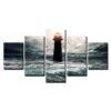 The Lonely Lighthouse - Nature 5 Panel Canvas Art Wall Decor