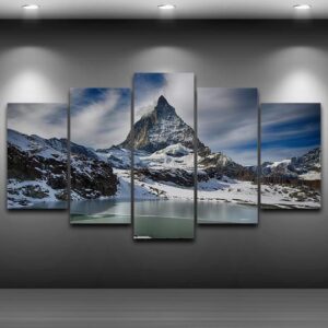 The Matterhorn Swiss Alps - Nature 5 Panel Canvas Art Wall Decor