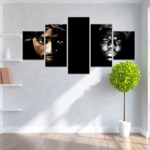 The Notorious B.I.G Tupac - Music 5 Panel Canvas Art Wall Decor