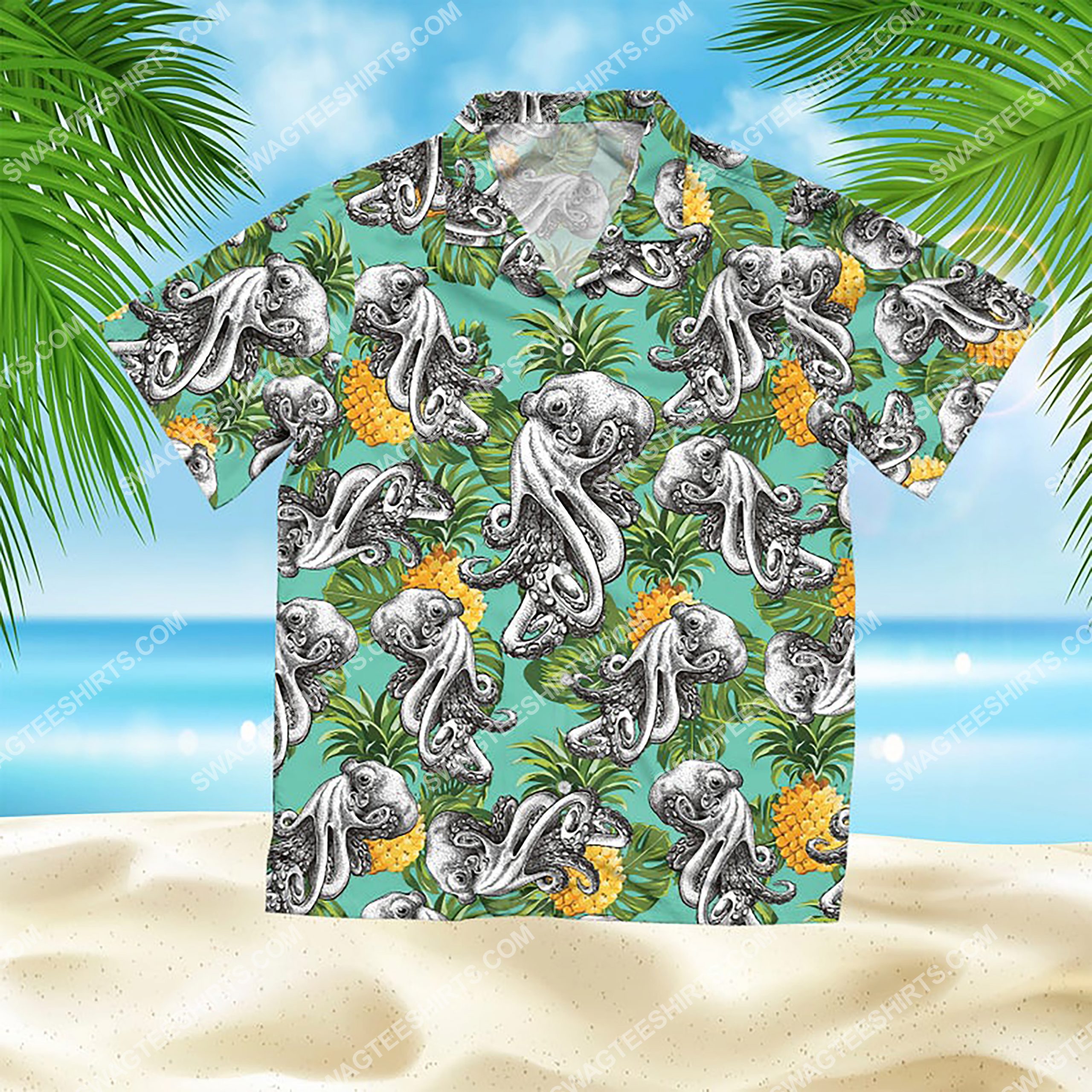 The Octopus Summer Vacation All Over Print Hawaiian Shirt The Octopus Summer Vacation All Over Print Hawaiian Shirt