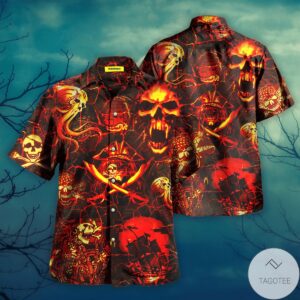 The Pirates Skull In Hell Hawaiian Shirt
