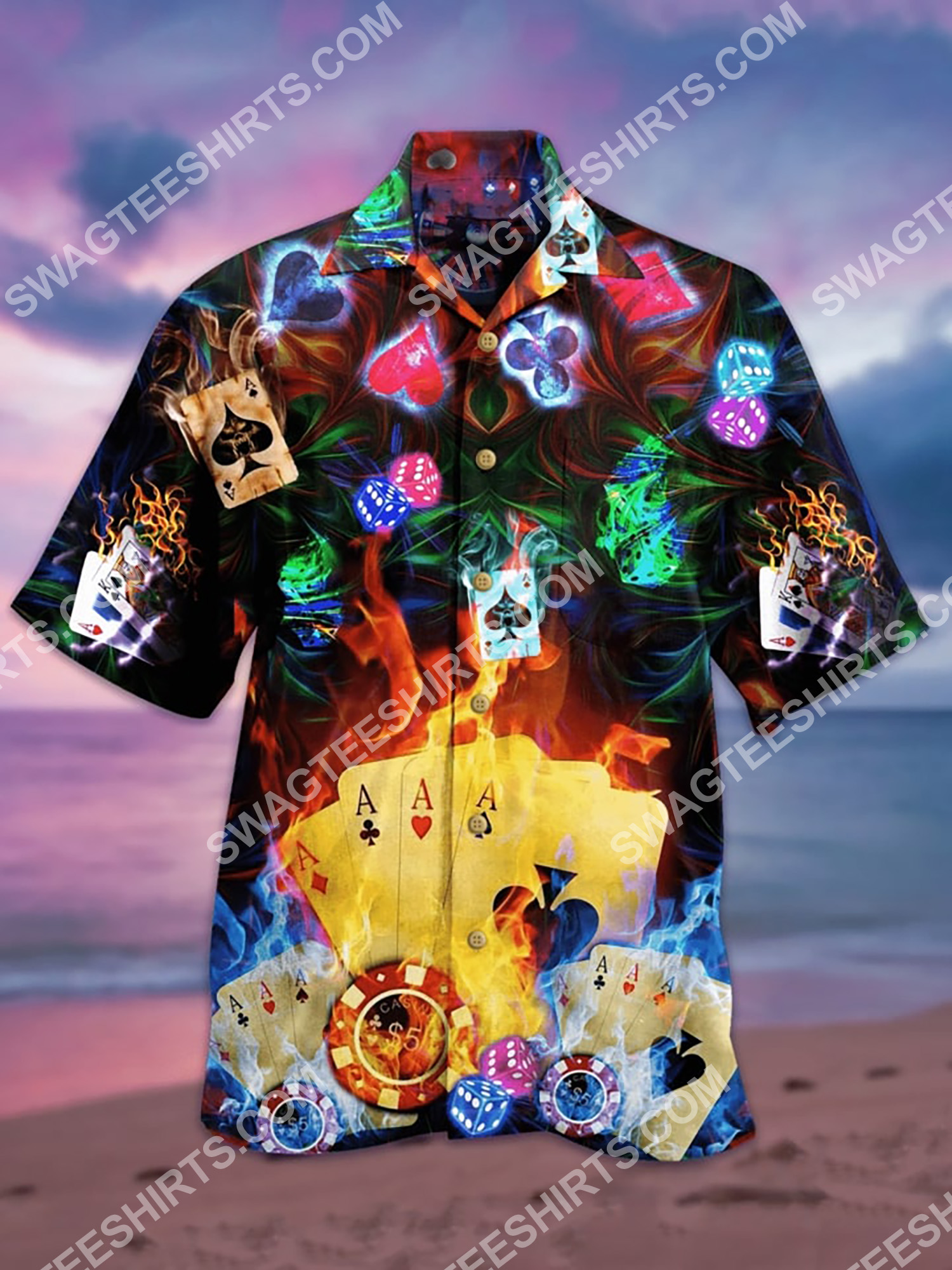 The Poker Retro All Over Printing Hawaiian Shirt The Poker Retro All Over Printing Hawaiian Shirt