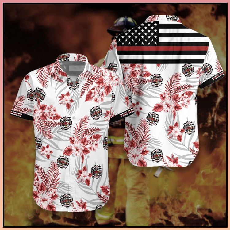 The Red Line Flag Firefighter Hawaiian Shirt The Red Line Flag Firefighter Hawaiian Shirt