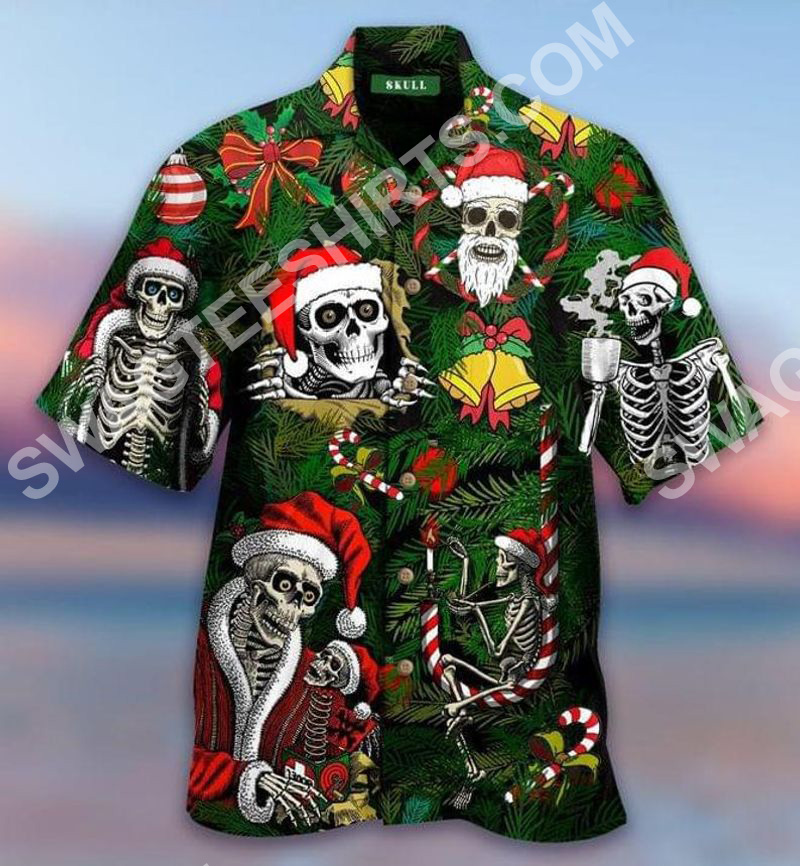 The Skull And Merry Christmas All Over Printed Hawaiian Shirt The Skull And Merry Christmas All Over Printed Hawaiian Shirt