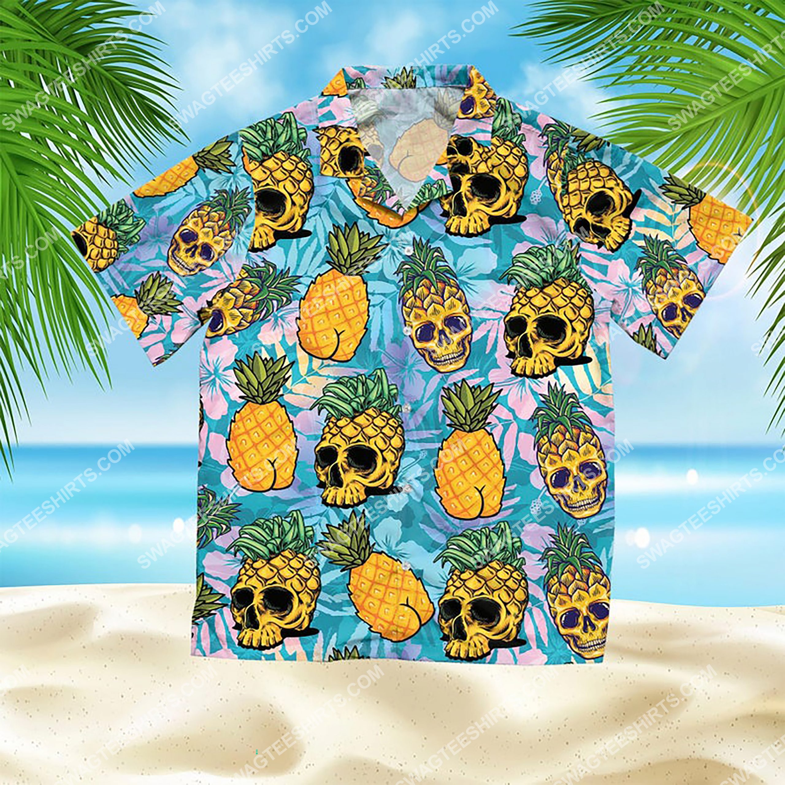 The Tropical Pineapple Skull All Over Print Hawaiian Shirt The Tropical Pineapple Skull All Over Print Hawaiian Shirt