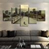 The Walking Dead - Rick Rides Into Atlanta - Movie 5 Panel Canvas Art Wall Decor