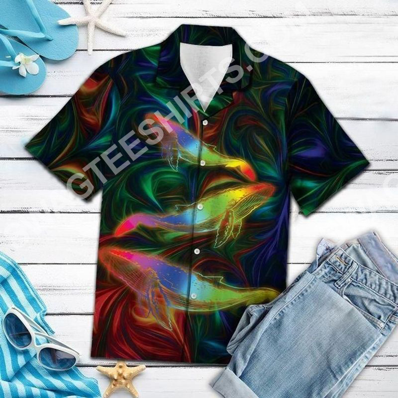 The Whale Colorful All Over Printed Hawaiian Shirt The Whale Colorful All Over Printed Hawaiian Shirt