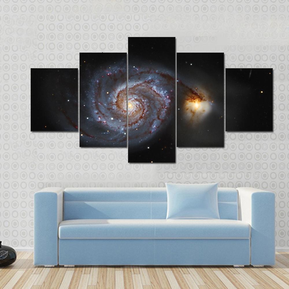 The Whirlpool Galaxy M51 - Space 5 Panel Canvas Art Wall Decor The Whirlpool Galaxy M51 - Space 5 Panel Canvas Art Wall Decor