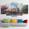Thomas Kinkade Fairy Fantasy Castle Landscape 10 - Nature 5 Panel Canvas Art Wall Decor