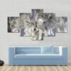 Three Lazy Wolves Pack - Animal 5 Panel Canvas Art Wall Decor
