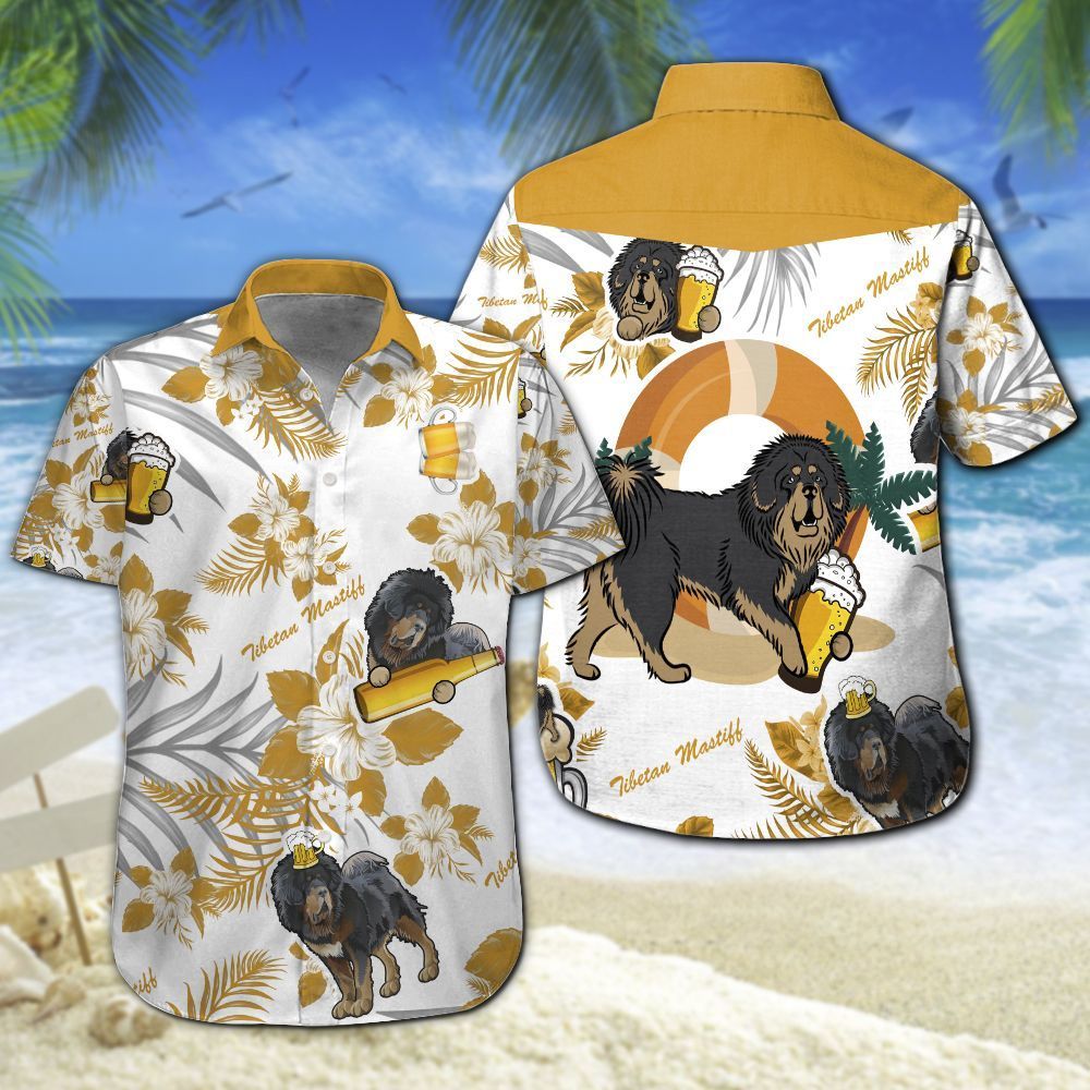 Tibetan Mastiff Beer Hawaiian Shirt Summer Button Up Tibetan Mastiff Beer Hawaiian Shirt Summer Button Up
