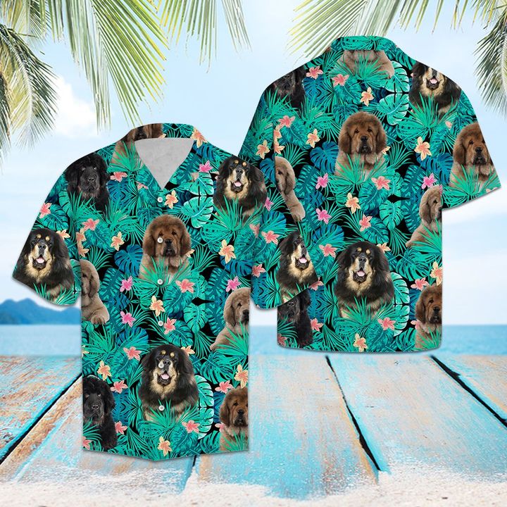 Tibetan Mastiff Tropical Hawaiian Shirt Summer Button Up Tibetan Mastiff Tropical Hawaiian Shirt Summer Button Up