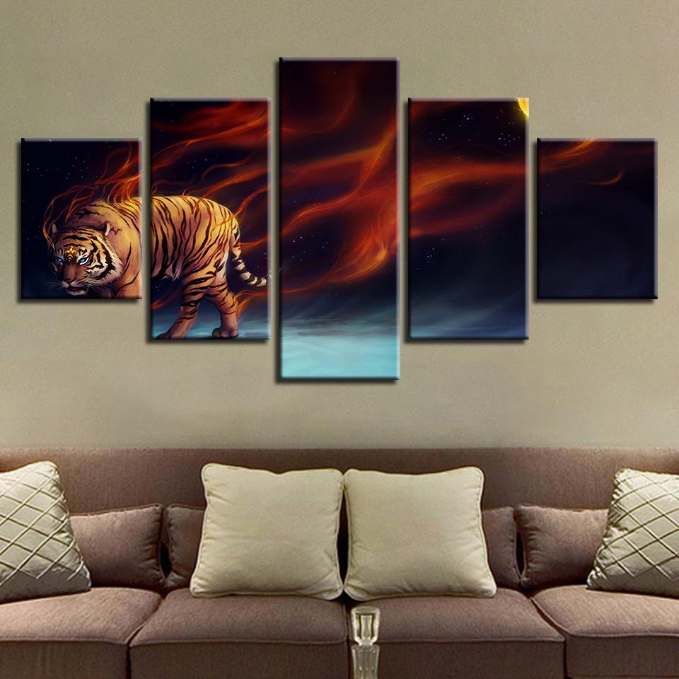 Tiger Frame - Animal 5 Panel Canvas Art Wall Decor Tiger Frame - Animal 5 Panel Canvas Art Wall Decor