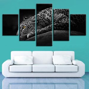 Tiger Leopard 01 - Animal 5 Panel Canvas Art Wall Decor
