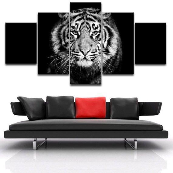 Tiger Lover Gift - Animal 5 Panel Canvas Art Wall Decor Tiger Lover Gift - Animal 5 Panel Canvas Art Wall Decor