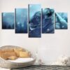 Tiger Luminous Eyes - Animal 5 Panel Canvas Art Wall Decor