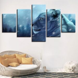 Tiger Luminous Eyes - Animal 5 Panel Canvas Art Wall Decor