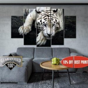 Tiger Savannah - Animal 5 Panel Canvas Art Wall Decor
