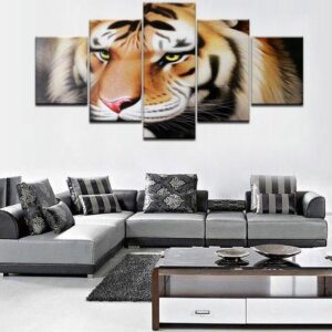 Tiger Stripes - Animal 5 Panel Canvas Art Wall Decor