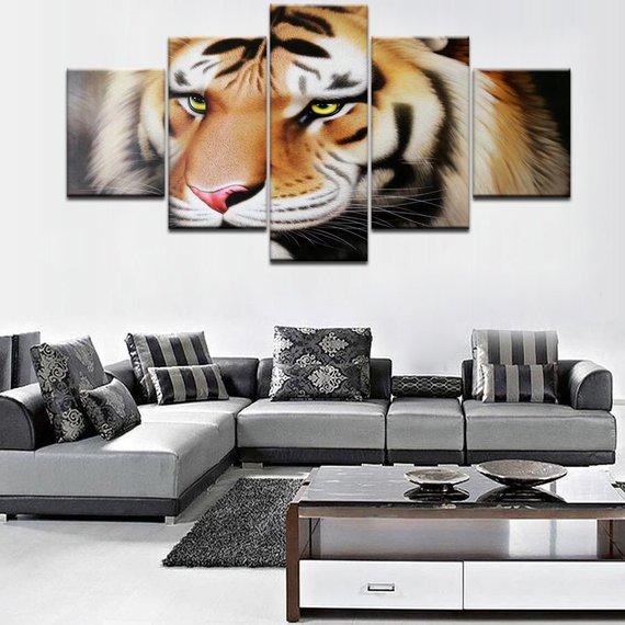 Tiger Stripes - Animal 5 Panel Canvas Art Wall Decor Tiger Stripes - Animal 5 Panel Canvas Art Wall Decor
