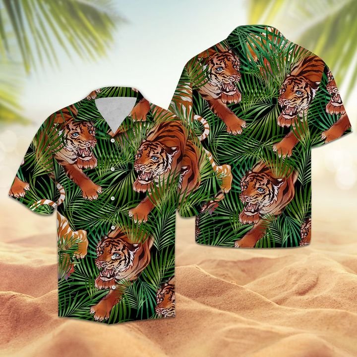 Tiger Summer Hawaiian Shirt Summer Button Up Tiger Summer Hawaiian Shirt Summer Button Up