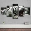 Tiger Yawning - Animal 5 Panel Canvas Art Wall Decor