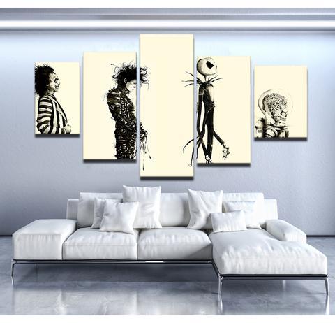 Tim Burton World - Cartoon 5 Panel Canvas Art Wall Decor Tim Burton World - Cartoon 5 Panel Canvas Art Wall Decor