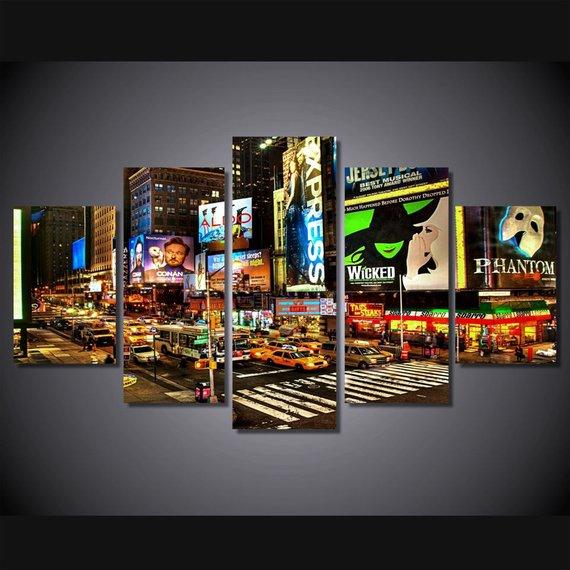 Times Square - Nature 5 Panel Canvas Art Wall Decor Times Square - Nature 5 Panel Canvas Art Wall Decor