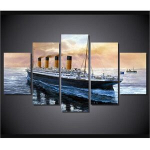 Titanic Ship Seascape - Movie 5 Panel Canvas Art Wall Decor