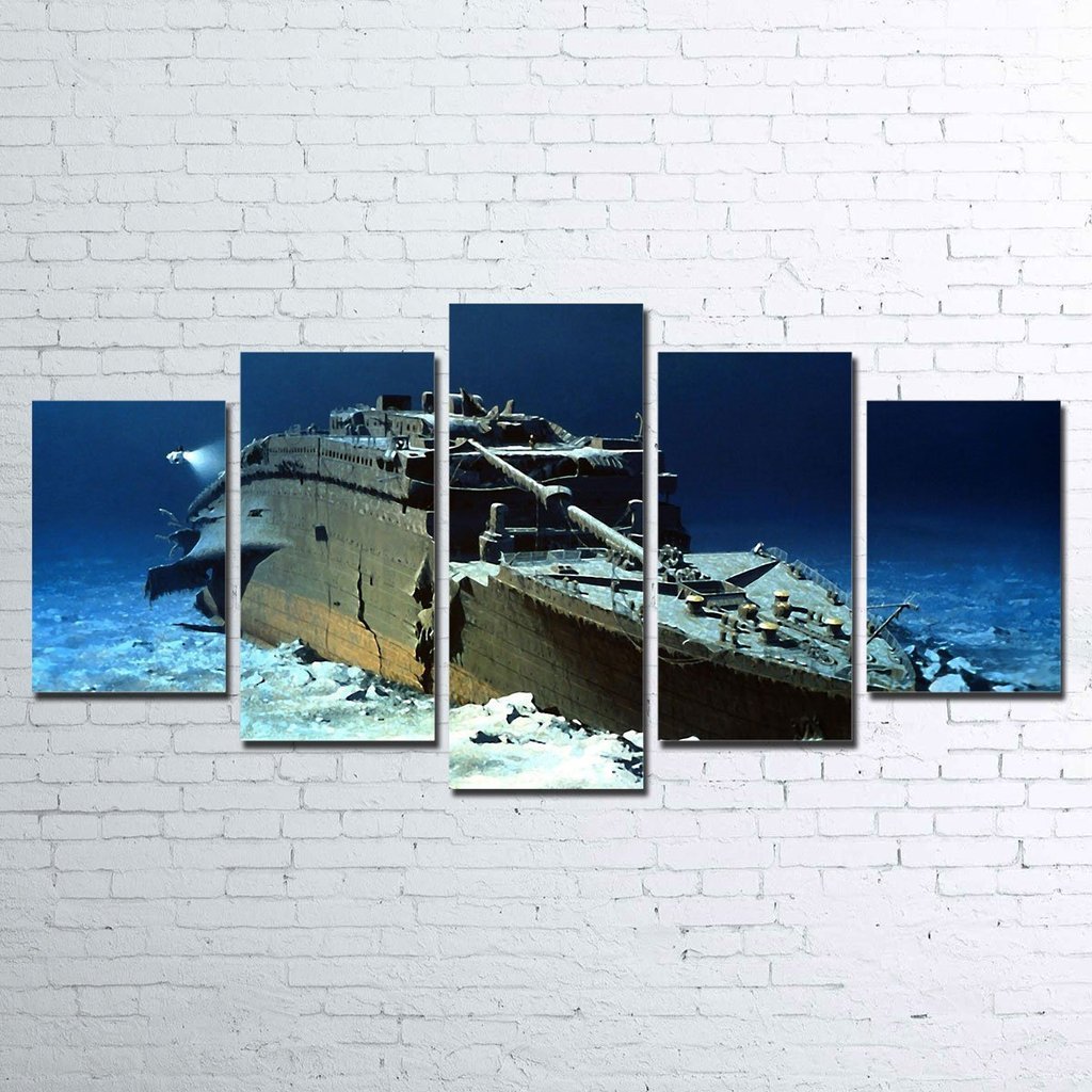 Titanic Wreck - Nature 5 Panel Canvas Art Wall Decor Titanic Wreck - Nature 5 Panel Canvas Art Wall Decor