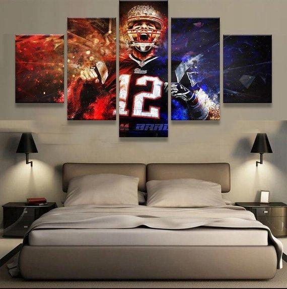Tom Brady Sports Football Modern - Sport 5 Panel Canvas Art Wall Decor Tom Brady Sports Football Modern - Sport 5 Panel Canvas Art Wall Decor
